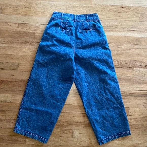 Madewell Wide Leg Cropped Jeans in Medium Blue - Picture 6 of 7